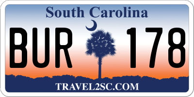 SC license plate BUR178