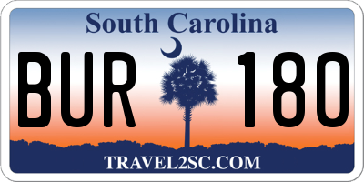 SC license plate BUR180