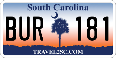 SC license plate BUR181