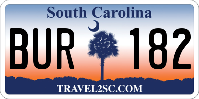 SC license plate BUR182