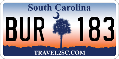 SC license plate BUR183