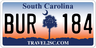 SC license plate BUR184
