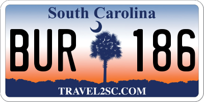 SC license plate BUR186