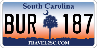 SC license plate BUR187