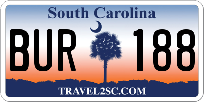 SC license plate BUR188