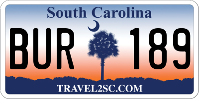 SC license plate BUR189