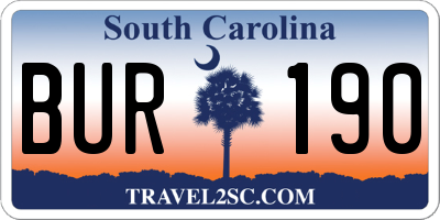 SC license plate BUR190
