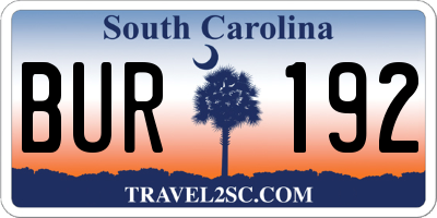 SC license plate BUR192