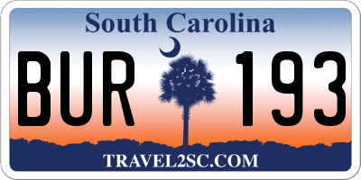 SC license plate BUR193