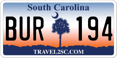 SC license plate BUR194