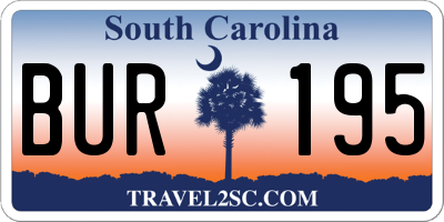 SC license plate BUR195