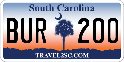 SC license plate BUR200