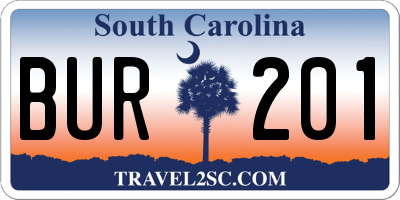 SC license plate BUR201