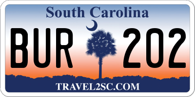 SC license plate BUR202