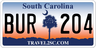 SC license plate BUR204