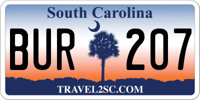 SC license plate BUR207