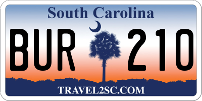 SC license plate BUR210