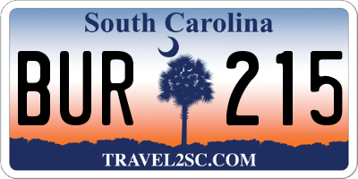 SC license plate BUR215