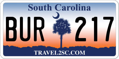 SC license plate BUR217