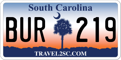SC license plate BUR219