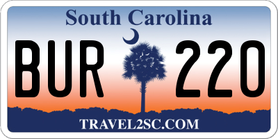 SC license plate BUR220