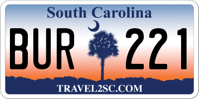 SC license plate BUR221
