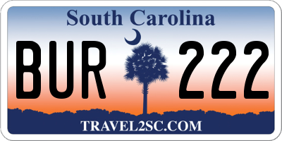 SC license plate BUR222