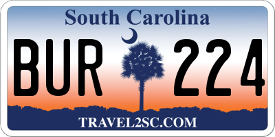 SC license plate BUR224