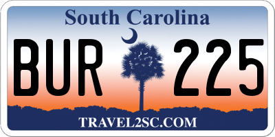 SC license plate BUR225