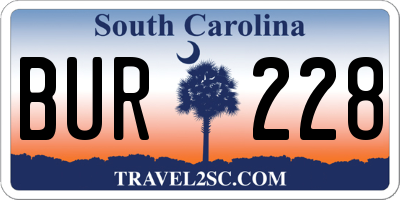 SC license plate BUR228