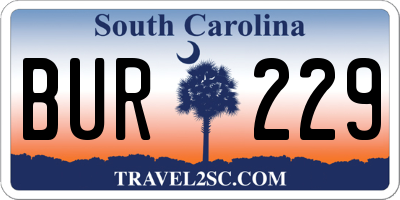 SC license plate BUR229