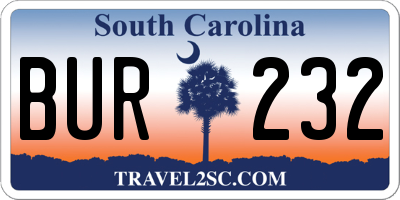 SC license plate BUR232