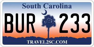 SC license plate BUR233