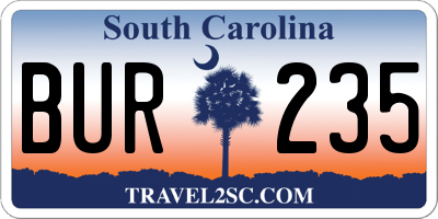 SC license plate BUR235