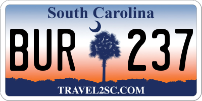 SC license plate BUR237