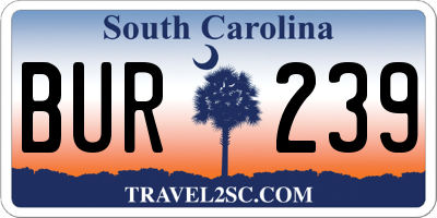 SC license plate BUR239