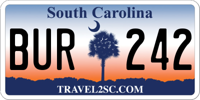 SC license plate BUR242