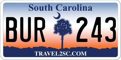 SC license plate BUR243