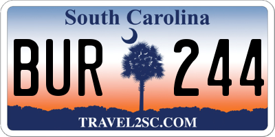 SC license plate BUR244