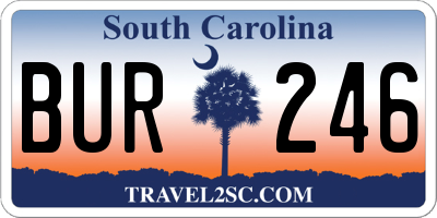 SC license plate BUR246