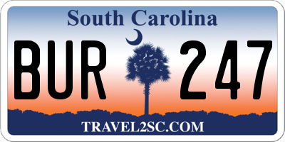 SC license plate BUR247