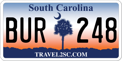 SC license plate BUR248