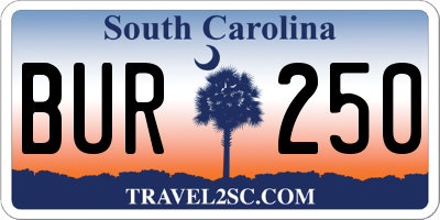 SC license plate BUR250