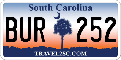 SC license plate BUR252