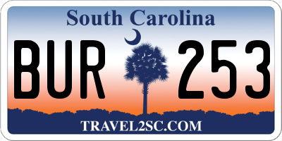 SC license plate BUR253