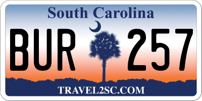 SC license plate BUR257