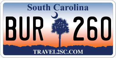 SC license plate BUR260