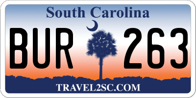 SC license plate BUR263