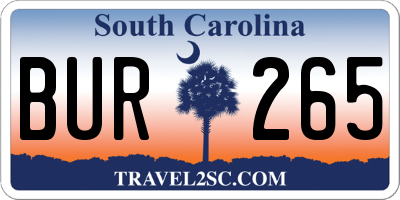 SC license plate BUR265