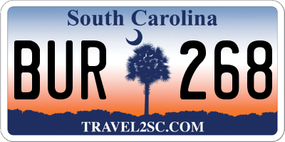 SC license plate BUR268